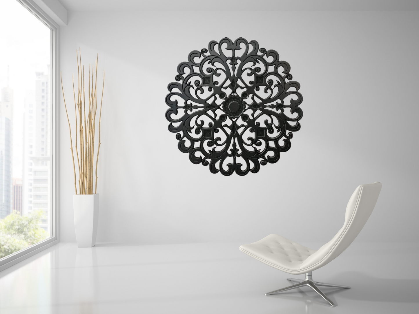 StyleX DAHLIA Design White PVC Mandala Wall Art - Single