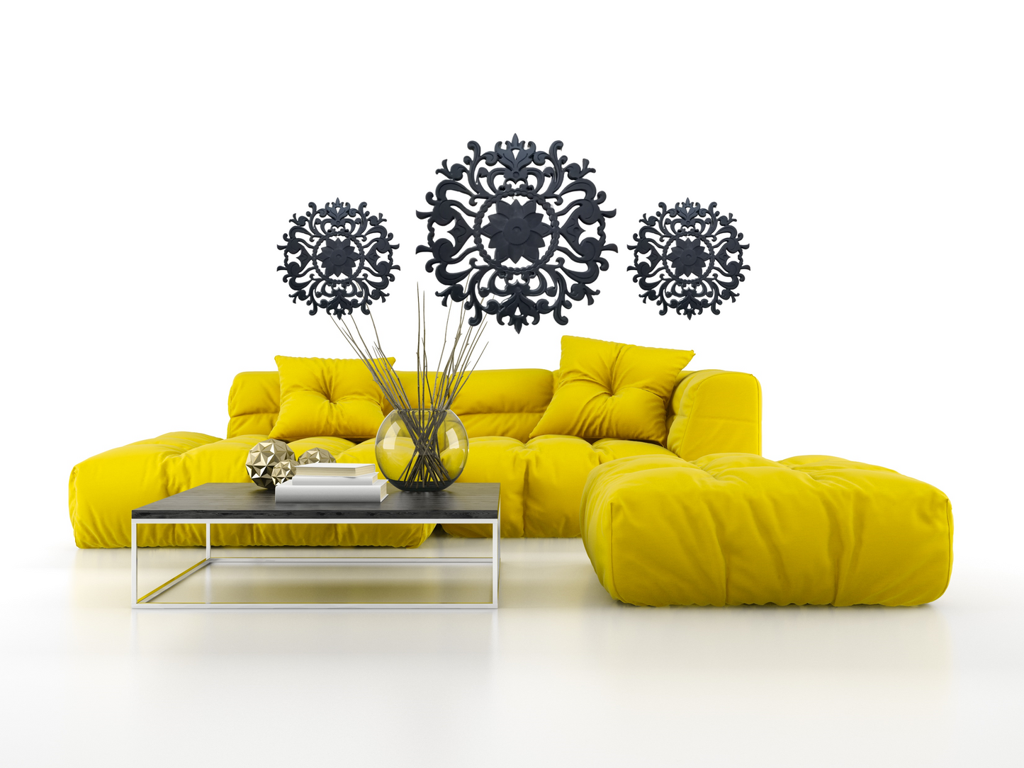 StyleX DAFFODIL Design White PVC Mandala Wall Art - Single