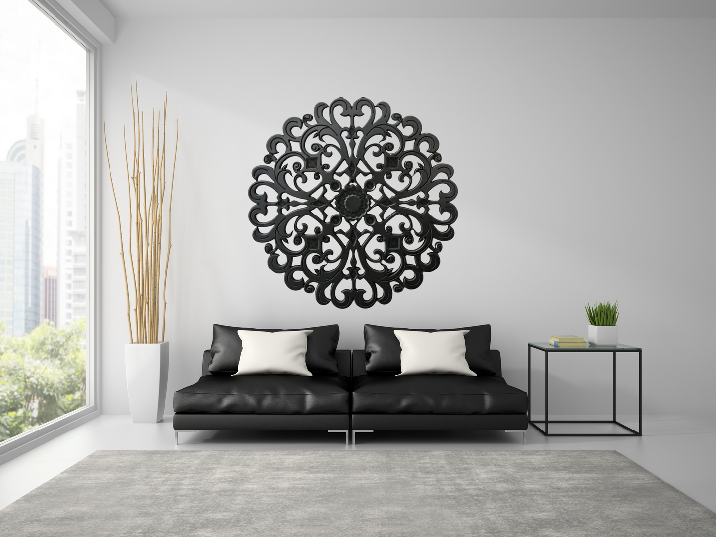 StyleX DAHLIA Design White PVC Mandala Wall Art - Single