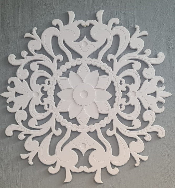 StyleX DAFFODIL Design White PVC Mandala Wall Art - Single